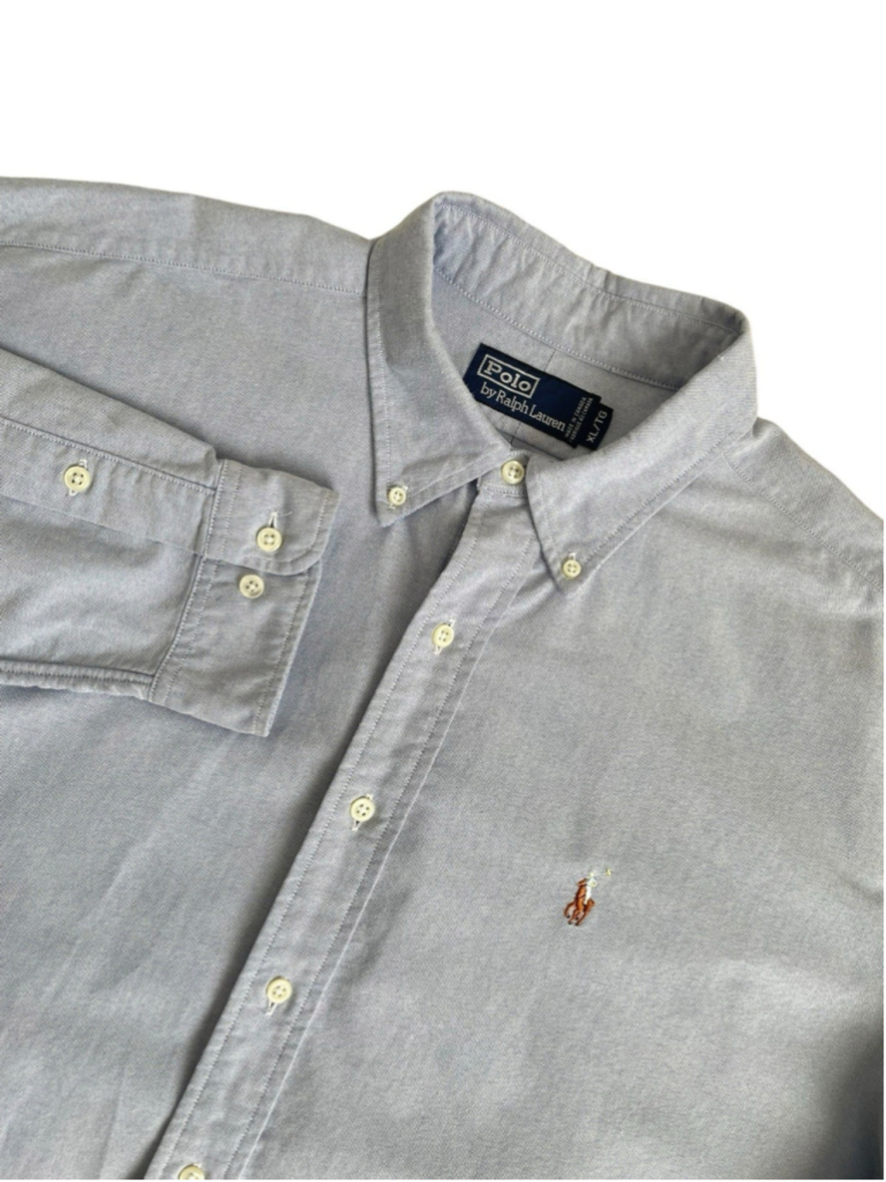 Polo Ralph Lauren The Iconic Oxford Shirt Men XL BIG Blue Classic Fit Flesh Pony